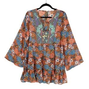 aratta silent journey Flowy Dress size S Tiered embroidered crystals beads‎